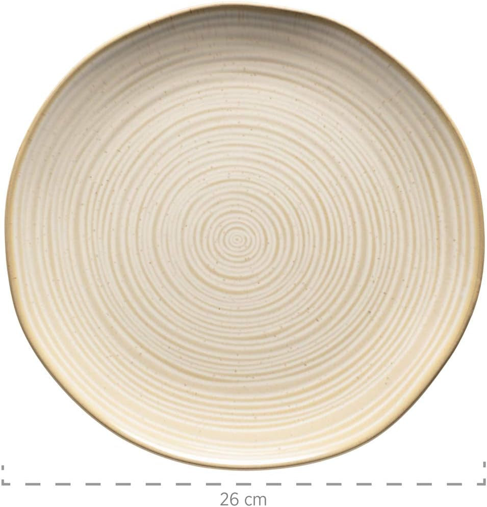 MÄSER 931512 Nottingham Vintage Series Set de veselă pentru 4 persoane, serviciu combinat de 20 de piese cu forme rotunjite neregulate în aspect retro, gresie, bej