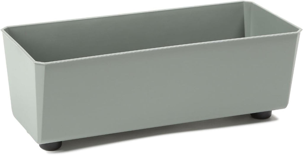 Jardinieră dreptunghiulară LAMELA cu picioare elegante – Ghiveci gri cu aspect de beton, fabricat din plastic robust, 37x17 cm, 6L – Rezistent la intemperii și ușor de curățat – Pentru interior și exterior