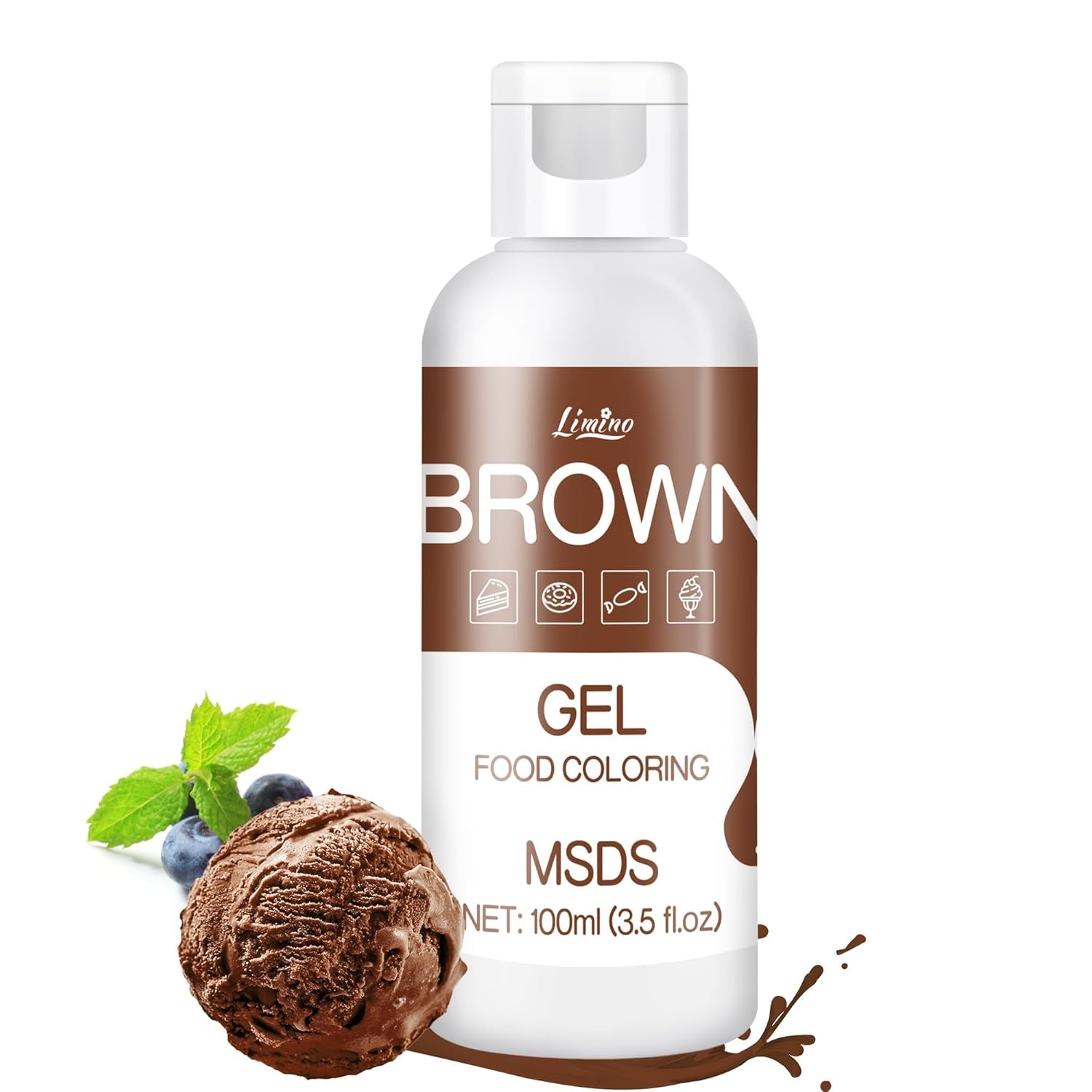 Colorant alimentar în gel - 100 ml, coloranți alimentari în gel pentru prăjituri, copt, fursecuri, macaroane - Colorant alimentar concentrat fără zahăr pentru decorarea torturilor, băuturi, ouă de Paște, slime DIY (alb)