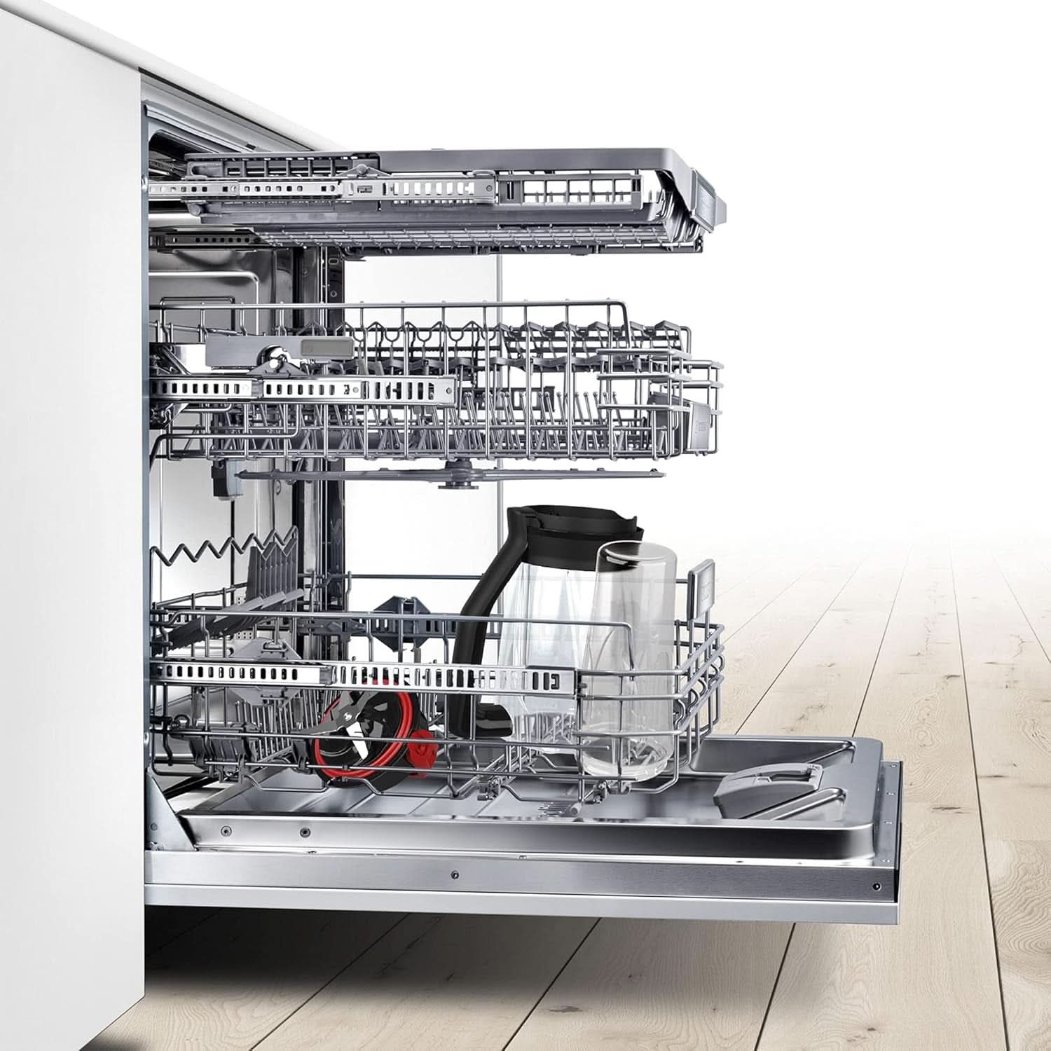 Bosch Batidora de pie Vitapower Serie 4 MMB6382M, Edelstahl-Klingen Made in Germany, 1,5L Thermosafe Glasbehälter, Stopfer, Sicherheitsdeckel, Spülmaschinengeeignete Teile, 30.000 U/Min, 1200 W, Edelstahl Kitchen Naty Shop