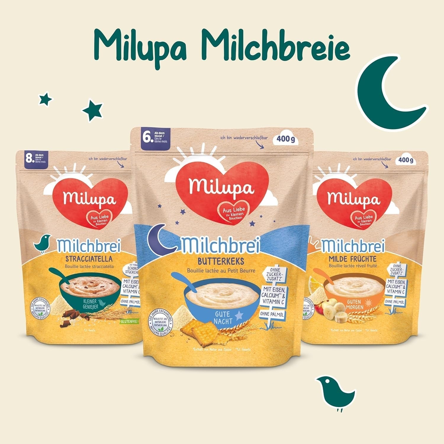 Milupa Milk Porridge Butter Biscuit - Terci pentru copii fără ulei de palmier Mama si Copilul Naty Shop