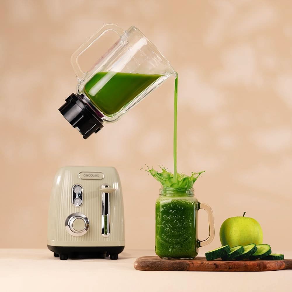 Cecotec Standmixer Retro Power Black Titanium Retrogreen. 1200W Maximale Leistung, 2 Geschwindigkeiten, 4-Klingen-Messer Mit Schwarzer Titanbeschichtung Und 1,5L Krug, Vintage-Design in Grün Bucatarie Naty Shop