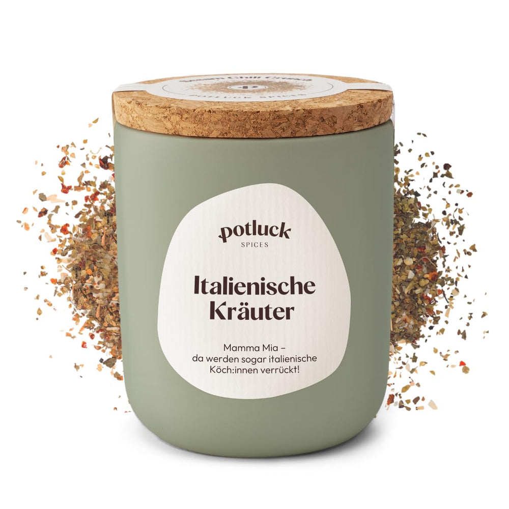 Comida compartida | Pasta y pizza kräuter | Gewürzzubereitung im Keramiktopf | 40g | Vegano, sin gluten y con ingredientes naturales