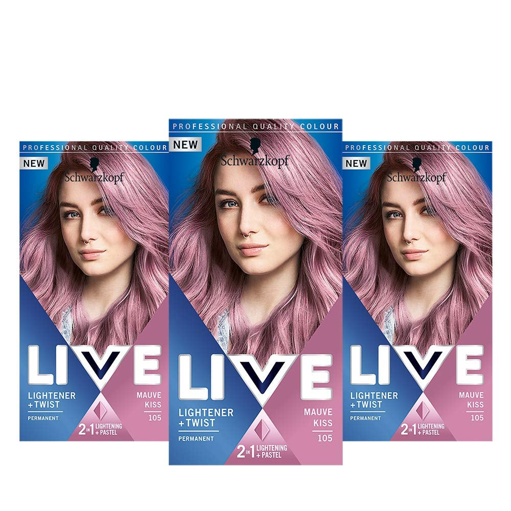 Schwarzkopf LIVE U67 Blue Mercury, 100 ml Vopsea pentru par Naty Shop 105 Mauve Kiss 3 bucăți (pachet de 1)