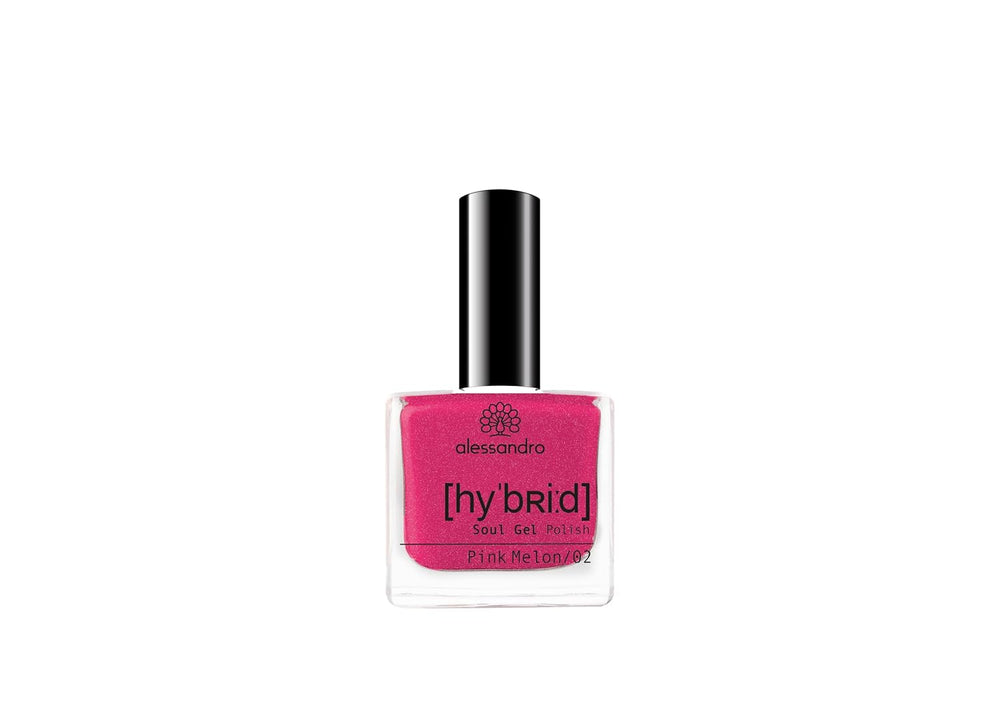 Esmalte de uñas HÍBRIDO alessandro Pink Melon - tono rosa vibrante con finas partículas de brillo - Uñas perfectas en solo 3 pasos, sin LED - ¡dura hasta 10 días! 8ml