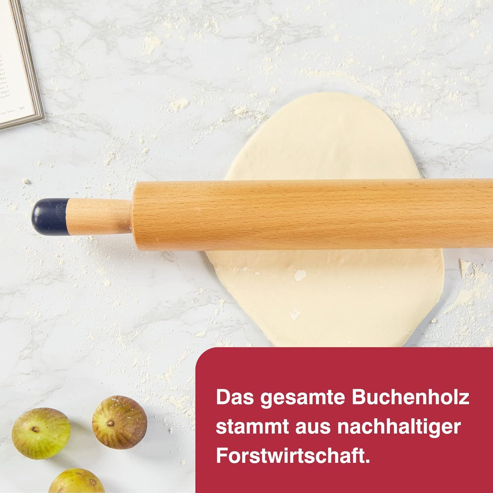 Zyliss E980212 Nudelhol, 47 cm, Holz/Silikon, Rollkuchen/Pizza/Baken/Teig/Mischungen, verantwortungsvoll angebaut Holz, Gewicht sorgt für gejämiges Rollen