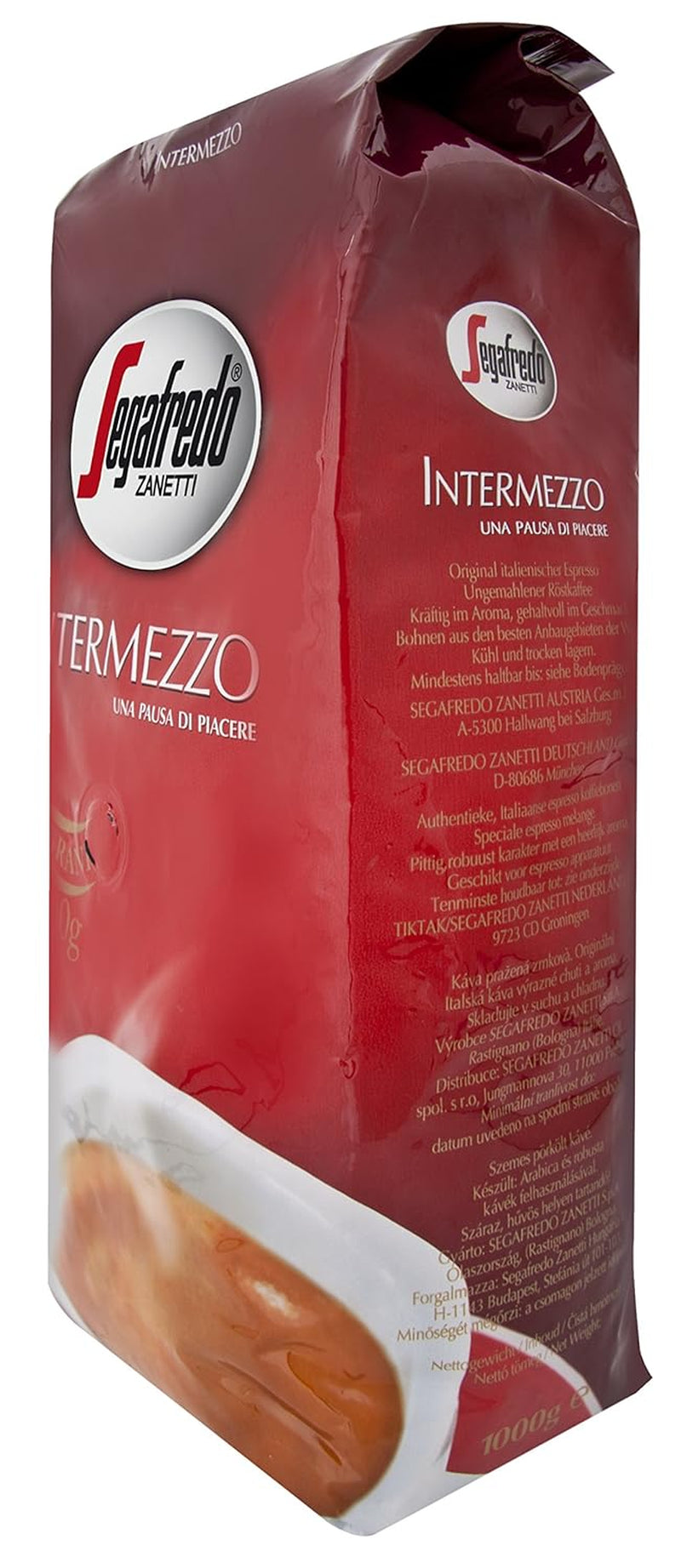Segafredo Zanetti Intermezzo - Ganze Bohne (1 kg Packung) - Geeignet für alle italienischen Kaffeespezialitäten - Kaffeebohnen mit mittlerer Röstung, stark und vollmundig im Geschmack