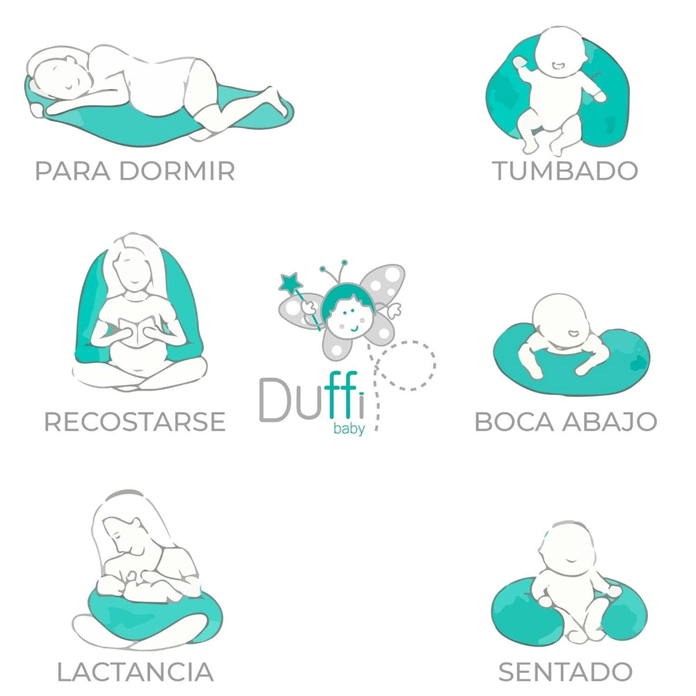 Cojín de lactancia para recién nacido, XL, Funda 100% algodón, desenfundable y lavable, Relleno de Poliéster, Motivo Estrella Accesorios Alimentación y Lactancia Bebe Naty Shop