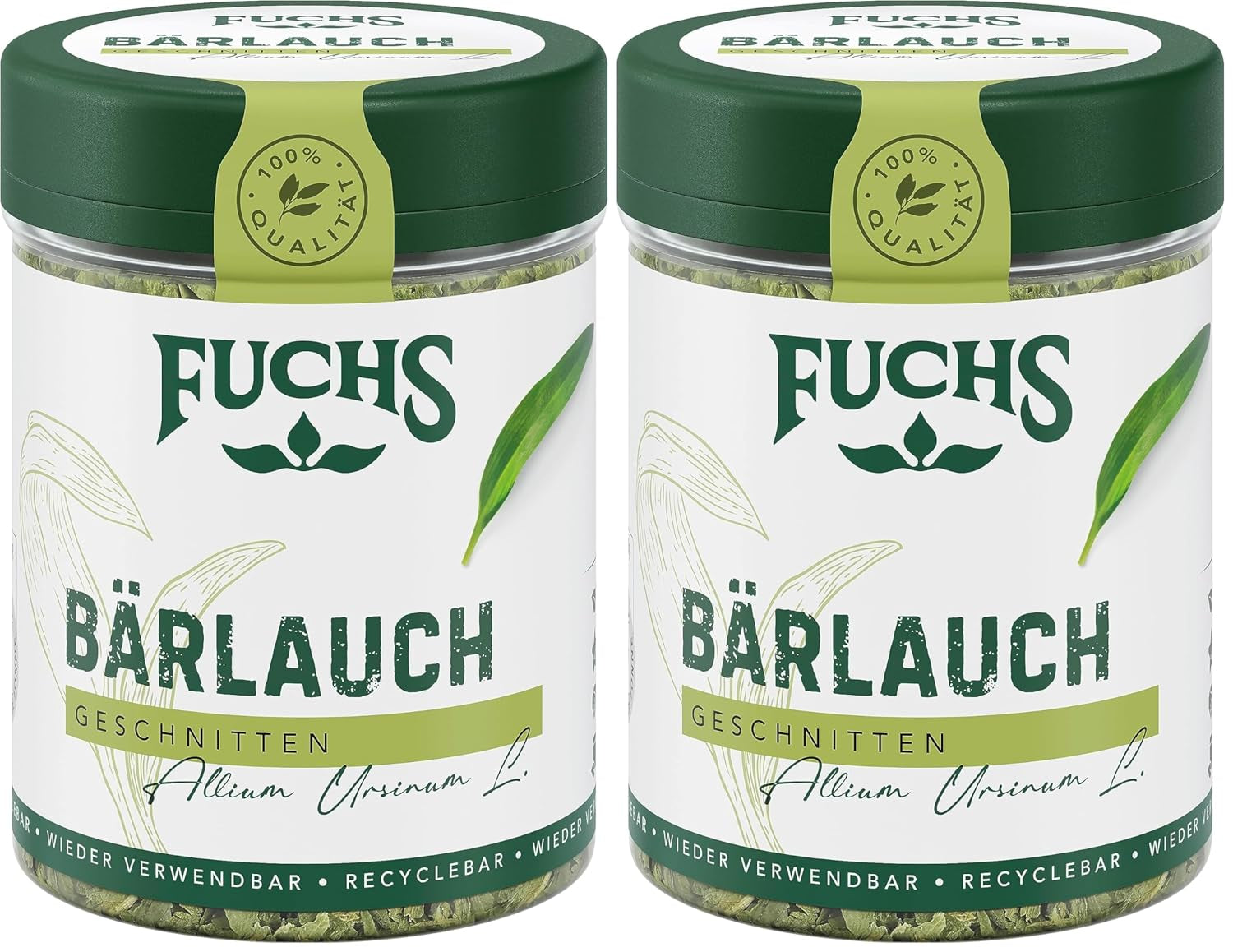 Fuchs Gewürze - Bärlauch geschnitten - würzige Schärfe für Quark-Dips, Frischkäse oder Risotto - ingredientes naturales - 8 g en wiederverwendbarer, recyclebarer Dosis