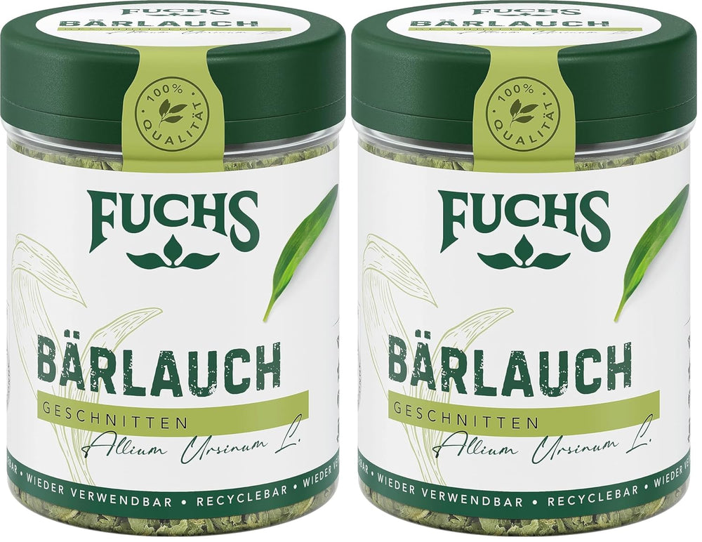 Fuchs Gewürze - Bärlauch geschnitten - würzige Schärfe für Quark-Dips, Frischkäse oder Risotto - ingredientes naturales - 8 g en wiederverwendbarer, recyclebarer Dosis