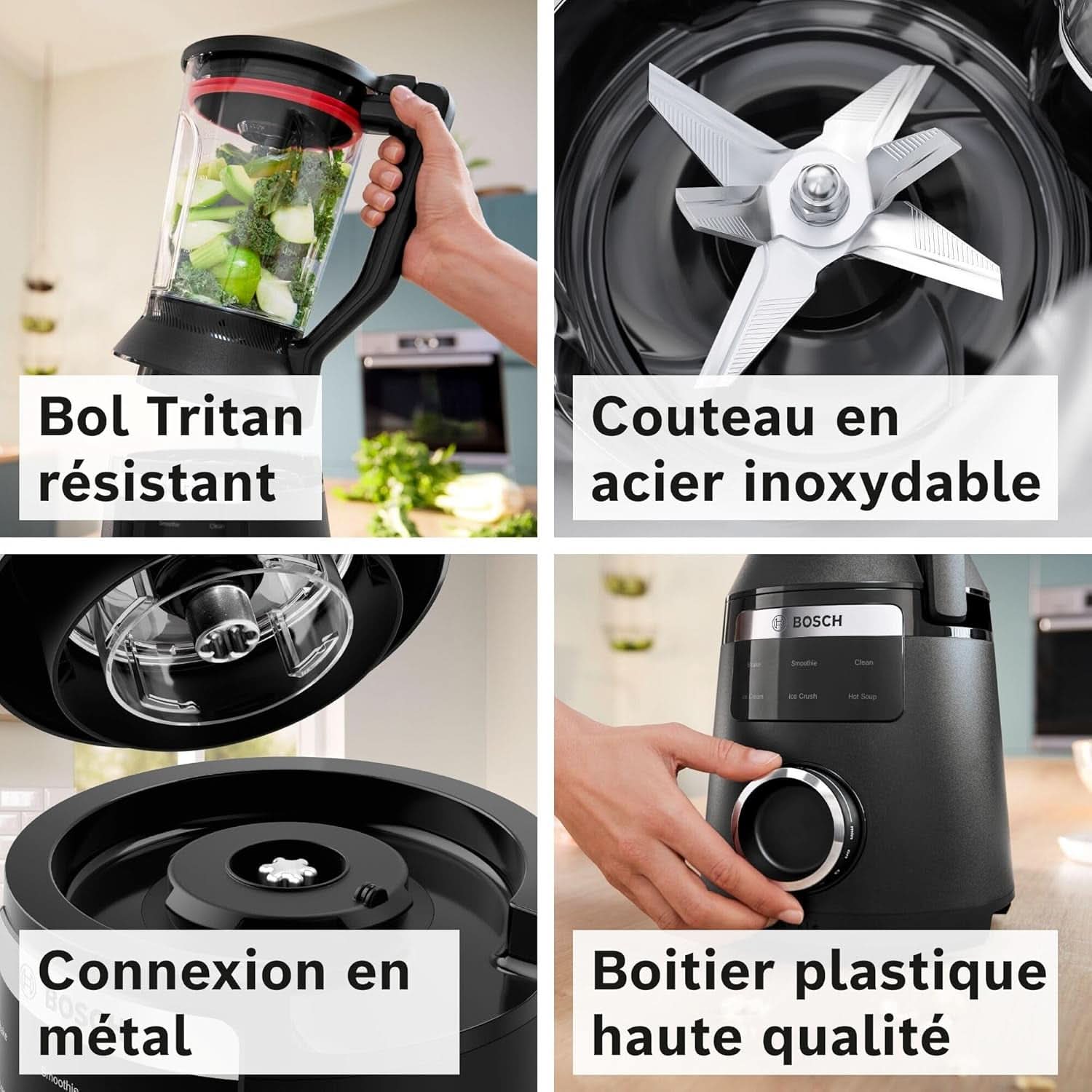 Batidora amasadora Vitapower, Serie 6, 1.800 W, 6 Programas, Prospeed Klingen, Tritan™-Krug, Schwarz, MMB6652B Cocina Naty Shop