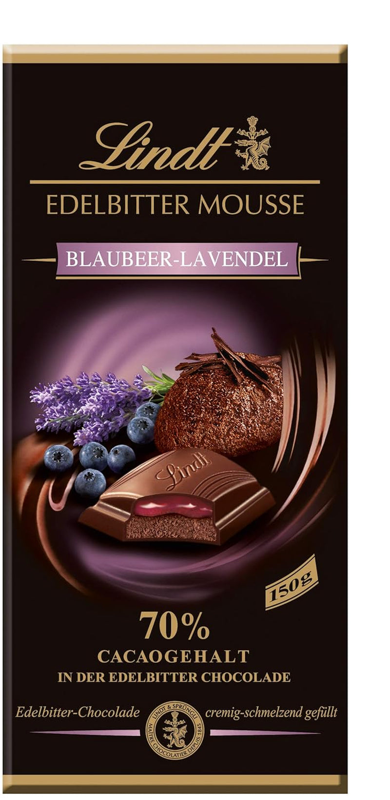 Mousse de chocolate amargo Lindt con chile y cerezas | Barra 150g | Con 70% de contenido de cacao y relleno de mousse de chocolate negro y chili cherry | Barra de chocolate | Chocolate oscuro
