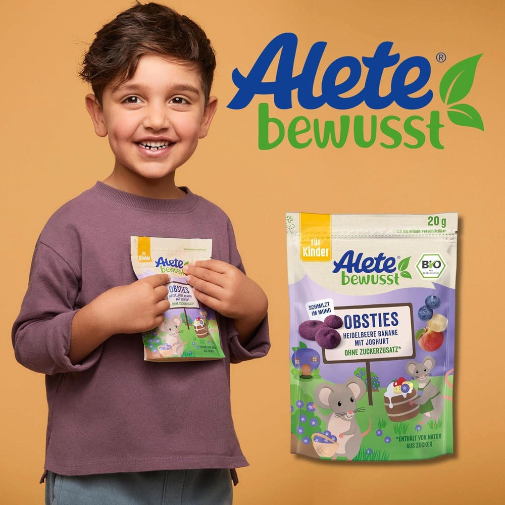Otros Bewusst Obsties, Arándanos y Plátano con Yogur, A partir de 3 años, chips de frutas ecológicas liofilizadas, 20 gramos Madre e Hijo Naty Shop