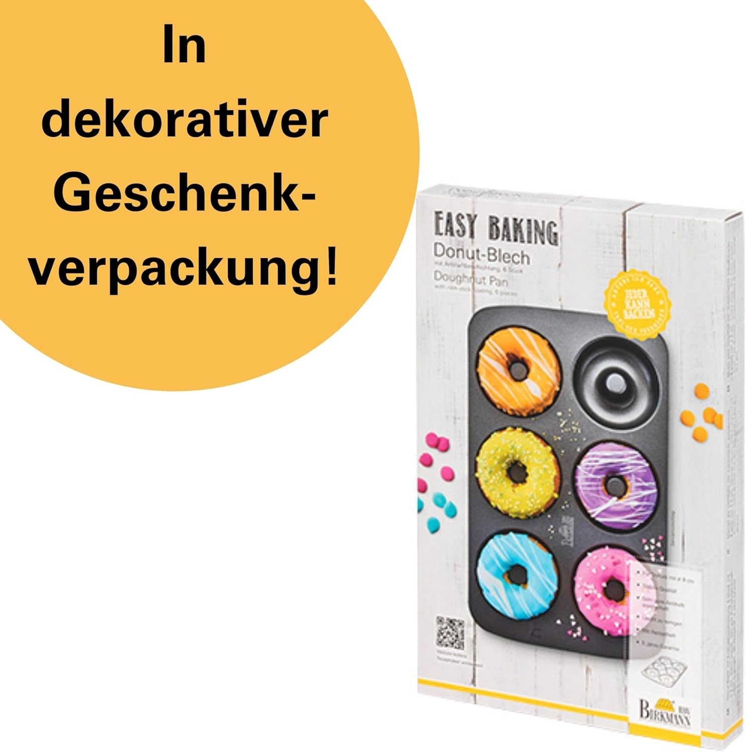 Birkmann, Easy Baking, Donutblech, Backform Für 6 Donuts, Mit Hochwertiger Antihaftbeschichtung, Ø 9 Cm, Mit Rezept, 881631 Moldes y bandejas para hornear Naty Shop