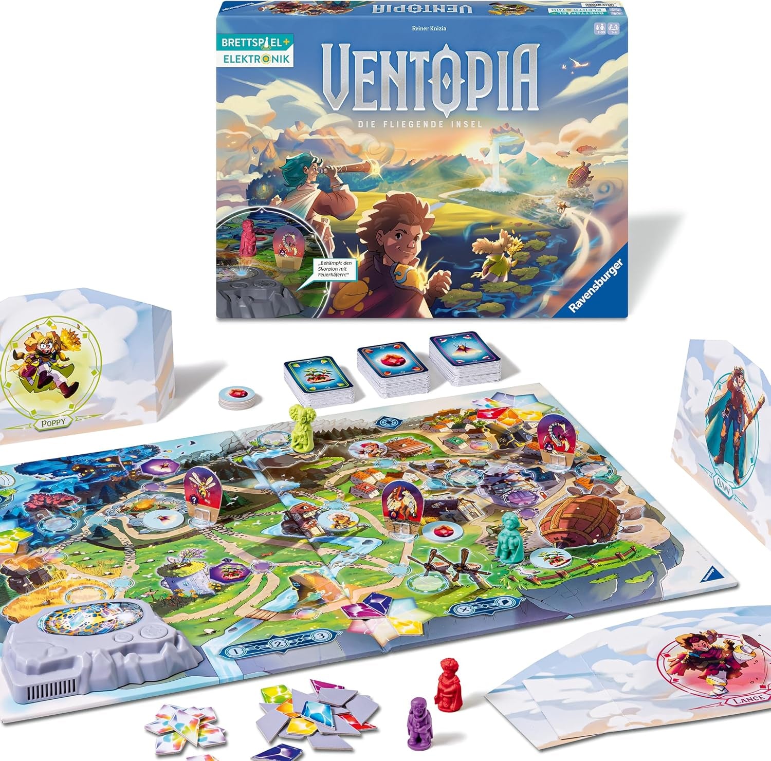 Ravensburger 24582 Ventopia - Juego de mesa electrónico The Flying Island para niños a partir de 7 años para 1 a 4 jugadores