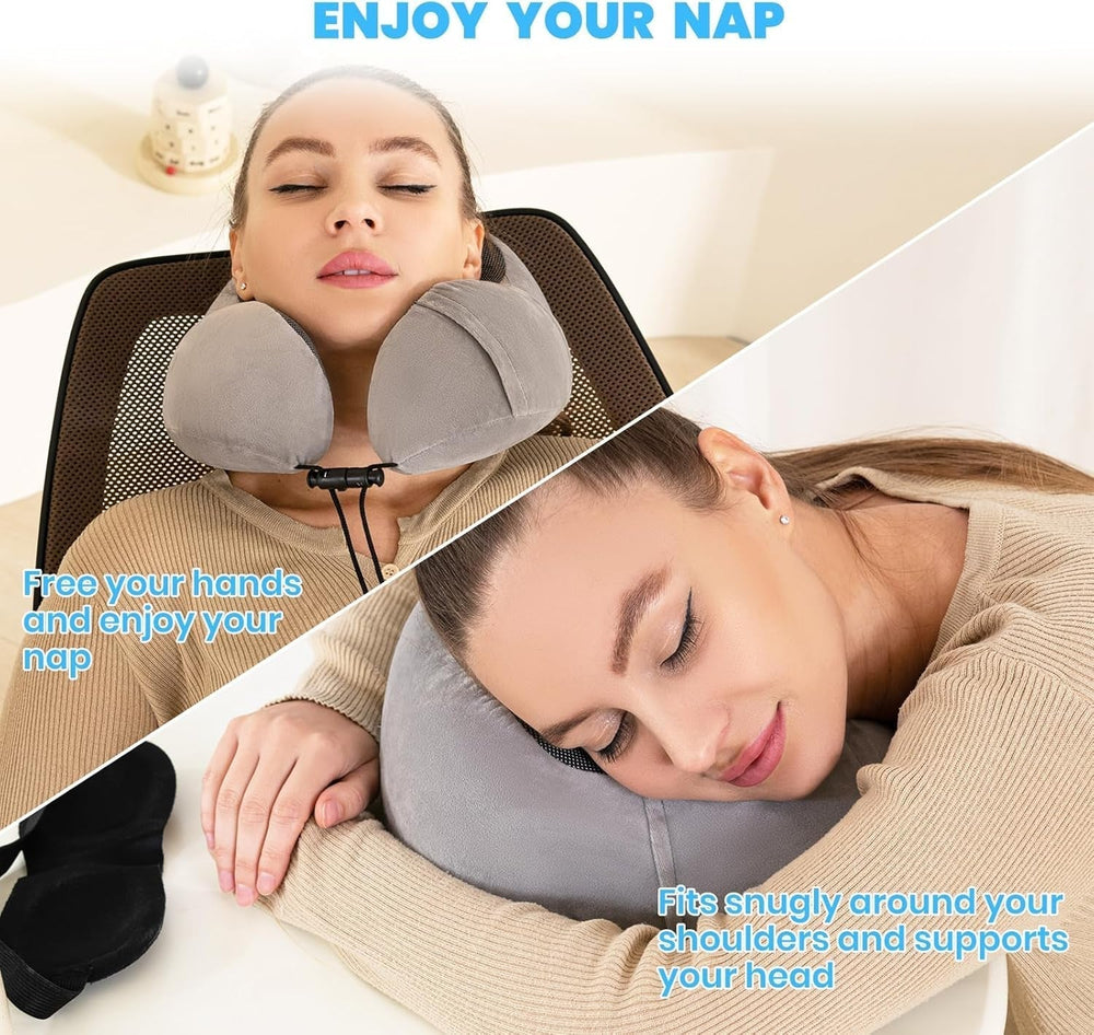 Good Nite Neck Pillow Airplane Neck Pillow Travel Pillow Adult Neck Pillow Car Home Pillow Head Pillow Ergonomic Memory Foam Washable With Narrow Back Adjustable Grey Perne calatorie Naty Shop