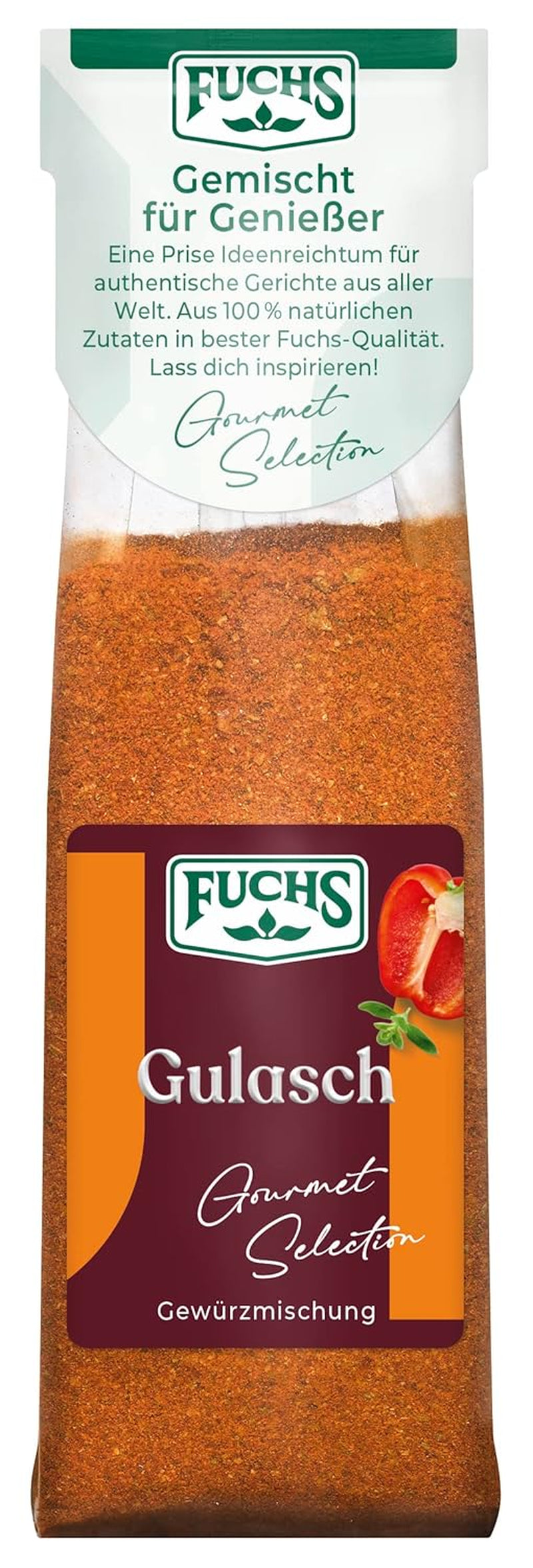Fuchs Gourmet Selection Klassisch/Heimisch – Bratkartoffel Gewürzsalz, nachfüllbares Kartoffel Gewürz, Salz zum Würzen von Brat- & Ofenkartoffeln, Pommes Frites & Co, vegano, 70 g