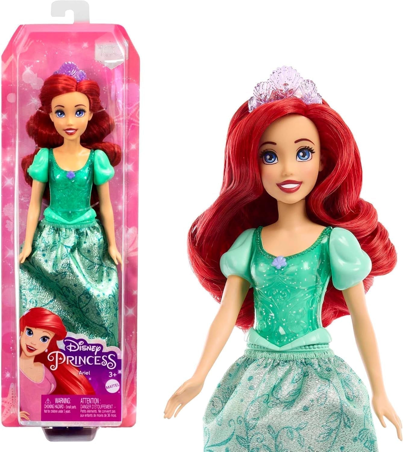 Mattel Disney Princess Toy Blancanieves Muñeca móvil con ropa y accesorios brillantes Regalo inspirado en la película de Disney para niños HLW08 Naty Shop Ariel Dolls