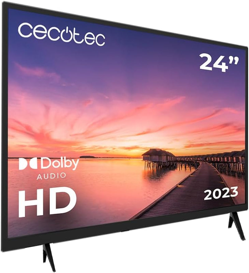 Televizor Cecotec seria 0024, ecran de 24 de inci, HD, rezoluție optimă a imaginii și video, sistem Dolby, memorie flash, port HDMI/USB, telecomandă, clasa E, decodoare DVB_T/T2/C/S/S/S2