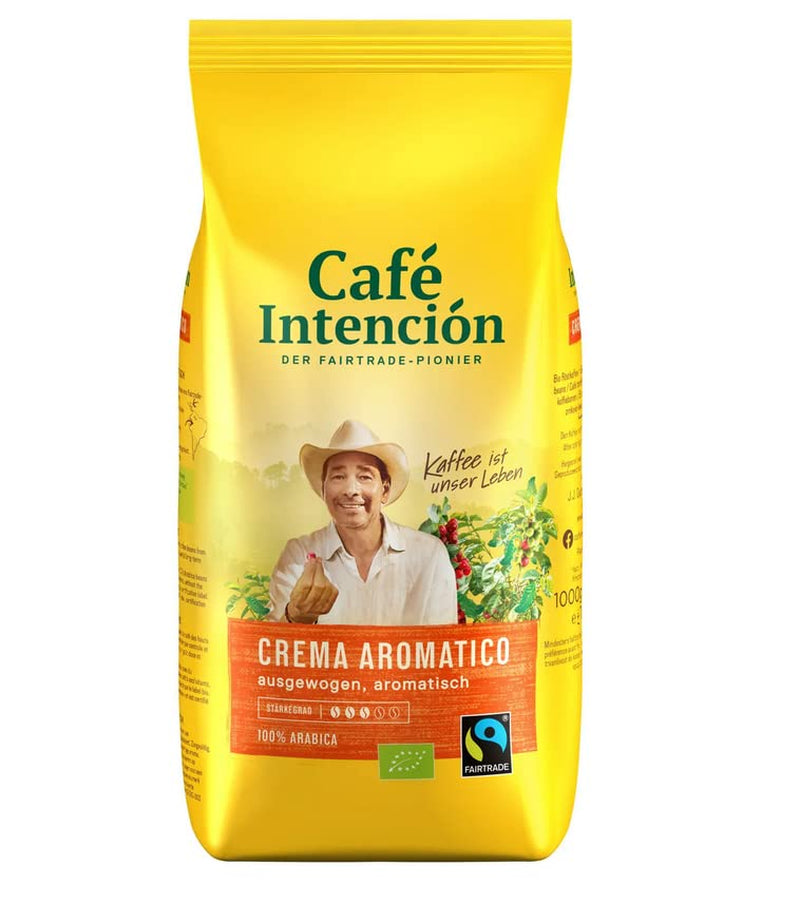 Fairtrade JJDarboven Café Intención Aromatico Café Crema, cafea organică, boabe întregi - 1kg - 4x