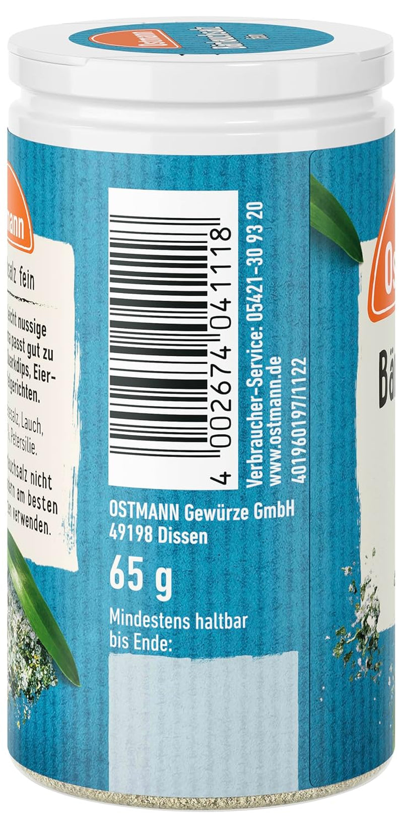 Ostmann Gewürze - Bärlauchsalz | Ideal para Herzhaften Gemüse oder Fleischgerichten Recyclebare, nachfüllbare Streudose | 65 g en Streuer