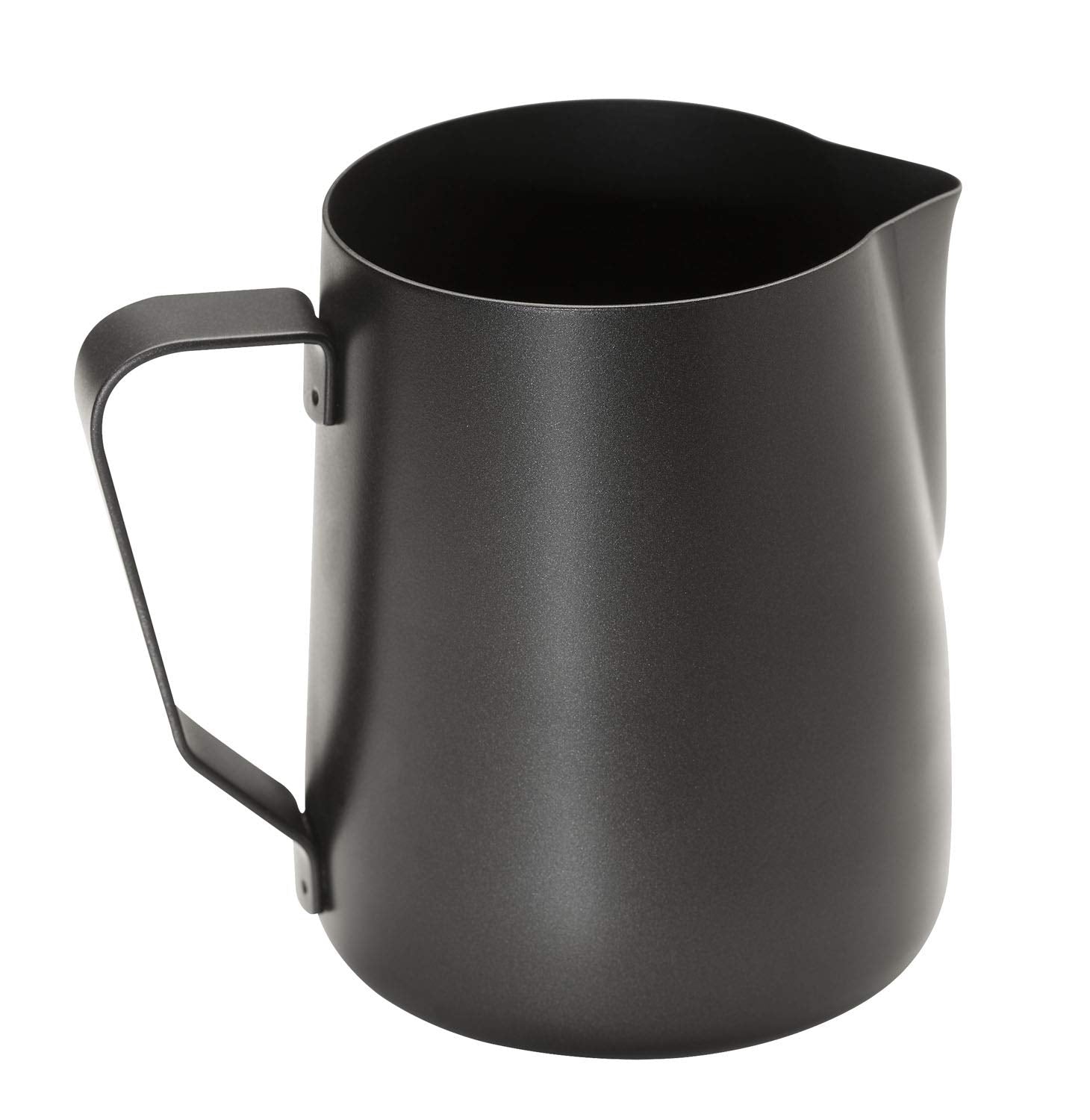 APS Milk Pitcher – Carafă de lapte de înaltă calitate, cu strat antiaderent, fabricată din oțel inoxidabil – Perfectă pentru prepararea spumei de lapte – Carafă universală, neagră, 600 ml