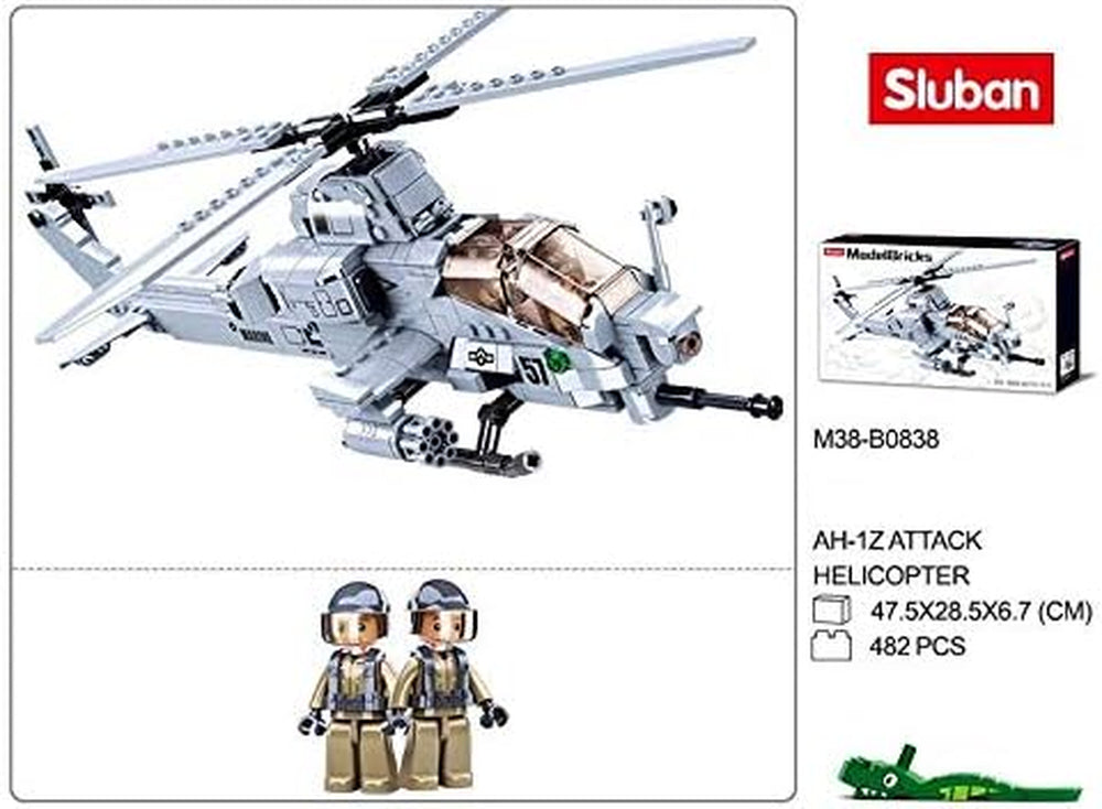 Kampfhelikopter IV (482 Teile) [M38-B0838], Spielset, Klembausteine, Soldaten, mit Spielfigur, Army, bunt, Sluban Klembausteine ​​​​SL95708