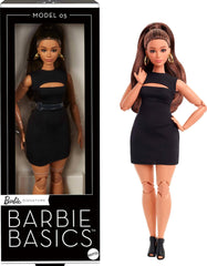 Barbie Basics Muñeca Coleccionable Modelo 5 con Cabello Moreno, Mini Vestido Negro y Tacones Altos, Moda de Ajuste Universal, Cuerpo Móvil con Curvas Femeninas, JBH73 Naty Shop Dolls Default Title