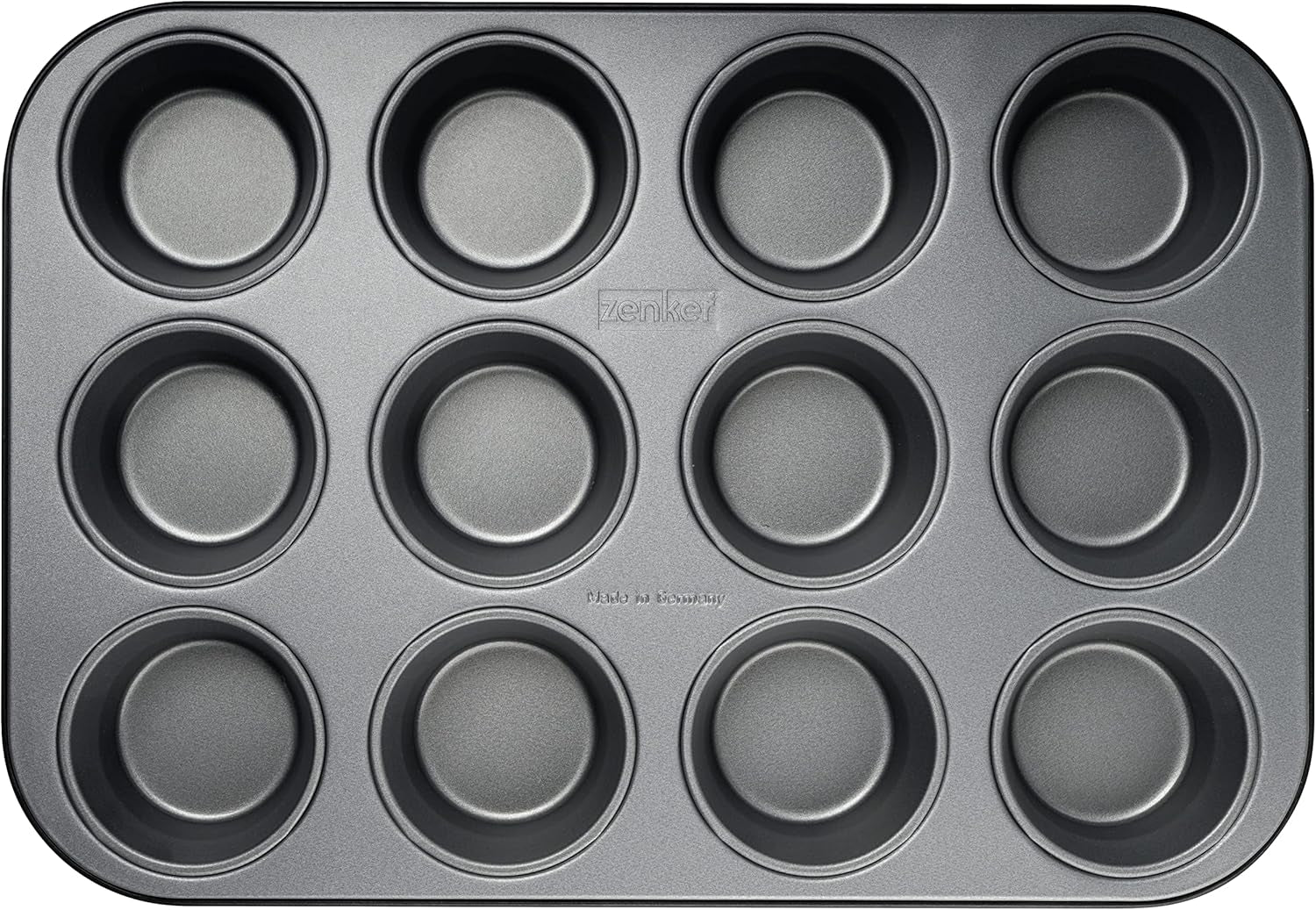 Zenker 12Er Muffinform Energy, Premium-Backform, Für Köstliche Kuchen, Verkürzt Die Backzeit Um Bis Zu 20% (Farbe: Silber/Anthrazit), Menge: 1 Stück, Hellgrau Und Dunkelgrau Moldes y bandejas para repostería Naty Shop
