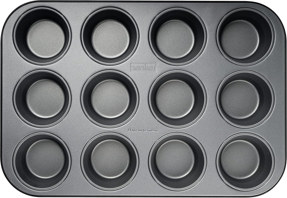 Zenker 12Er Muffinform Energy, Premium-Backform, Für Köstliche Kuchen, Verkürzt Die Backzeit Um Bis Zu 20% (Farbe: Silber/Anthrazit), Menge: 1 Stück, Hellgrau Und Dunkelgrau Moldes y bandejas para repostería Naty Shop