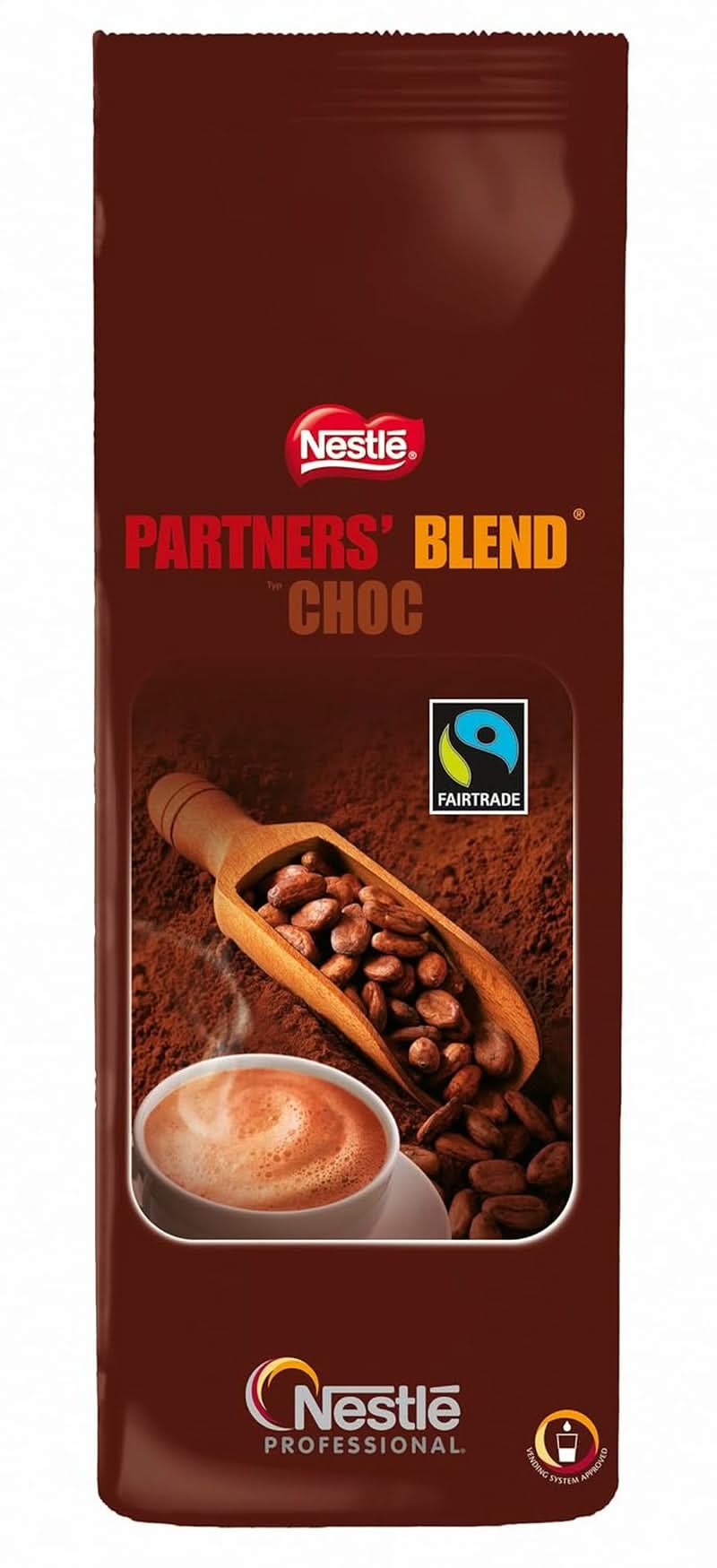NESTLÉ Partners' Blend Type Choc, Bebida de Cacao en Polvo para Máquinas Expendedoras, 1 Paquete (1 Bolsa X 1kg) Cacao y Chocolate Caliente Naty Shop