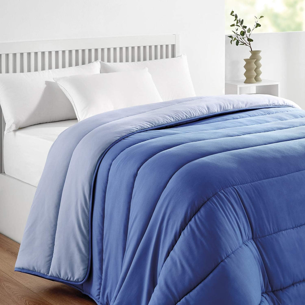 Pikolin Home - Edredón Reversible 300 G - Relleno Nórdico Bicolor - Para cama 100/105 - Relleno de plumas, Cálido, Transpirable, Gris claro/Gris natural, 180 X 220 Cm Edredones y edredones Naty Shop