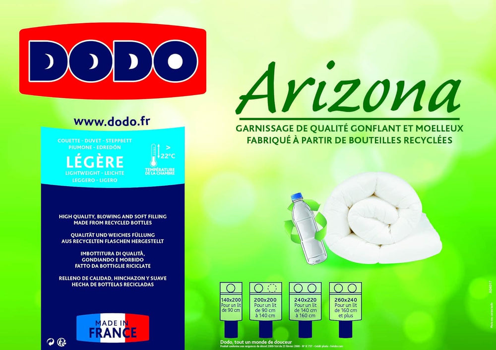 DODO Edredón Couette Arizona, ligero, poliéster, blanco, 140/200 Edredones y edredones Naty Shop