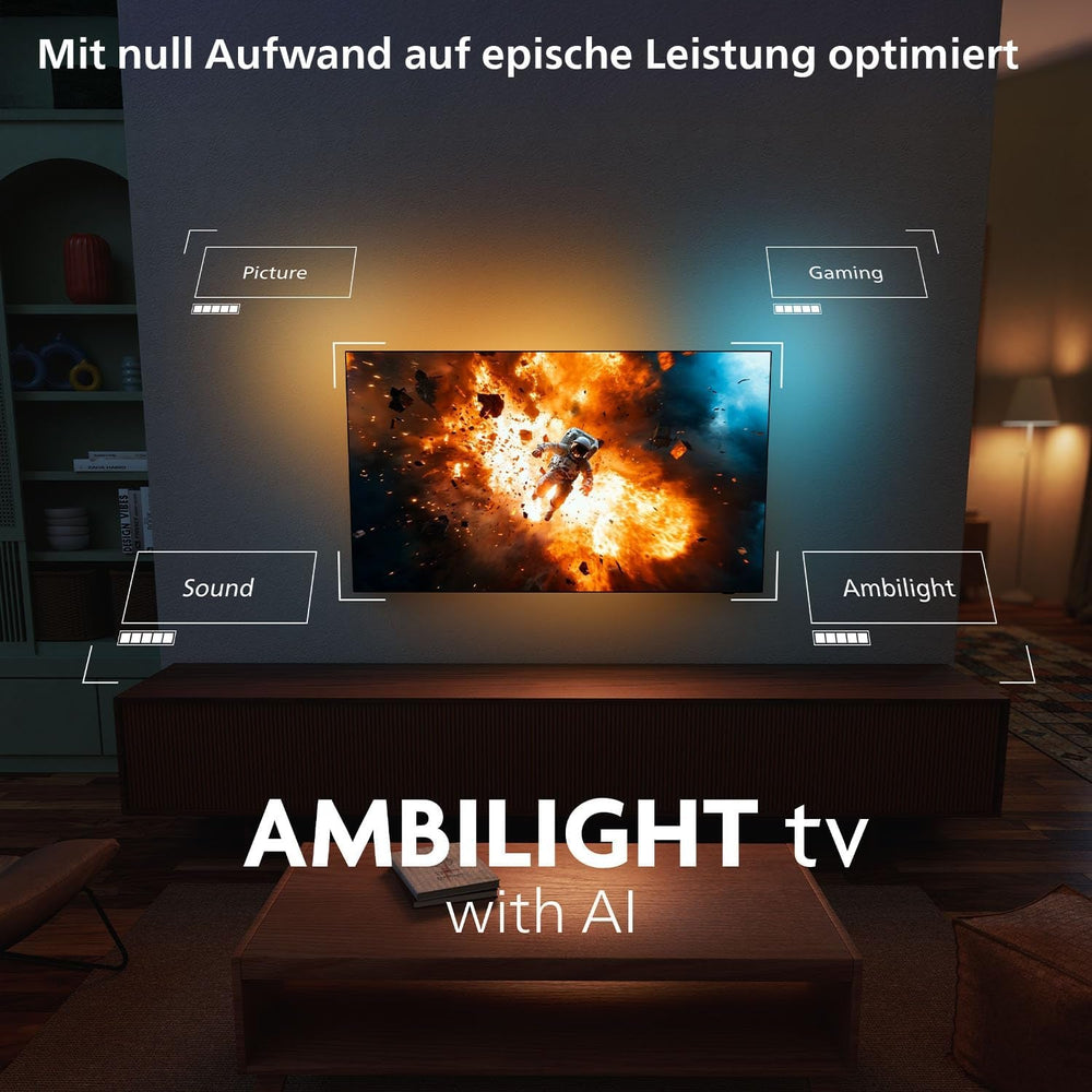 Televizor inteligent OLED 4K Philips Ambilight 48OLED760 - ecran de 48 de inci cu motor P5 AI Perfect Picture, Ultra HD, sistem de operare Titan, Dolby Vision și sunet Atmos - Funcționează cu Alexa și Google Assistant