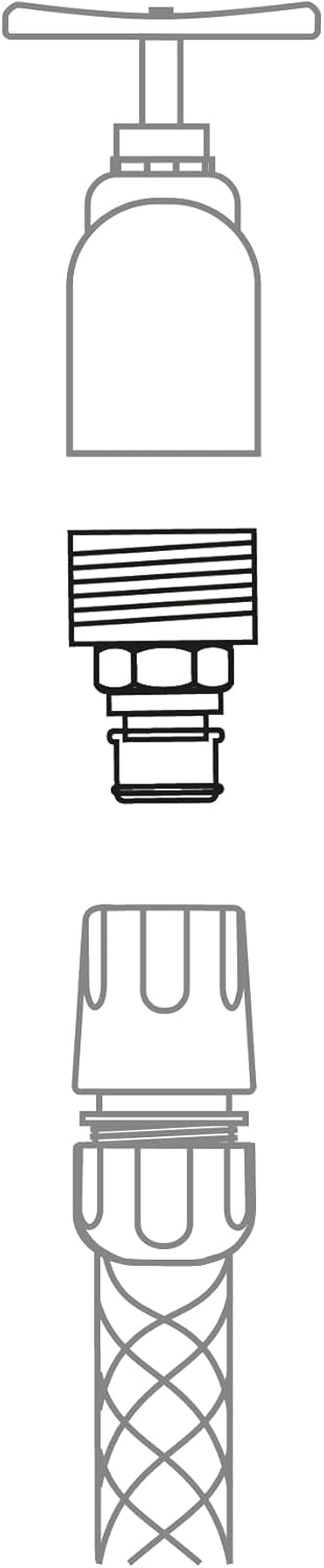 Amig - Adaptor mascul pentru conexiune robinet de 3/4 inch | Conexiune rapidă și ușoară pentru conducte de apă | Conexiune filetată | Plastic ABS și cauciuc | Gri