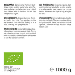 GreatVita Bio Cúrcuma en polvo, 1000 g finamente molida, 100 por ciento natural