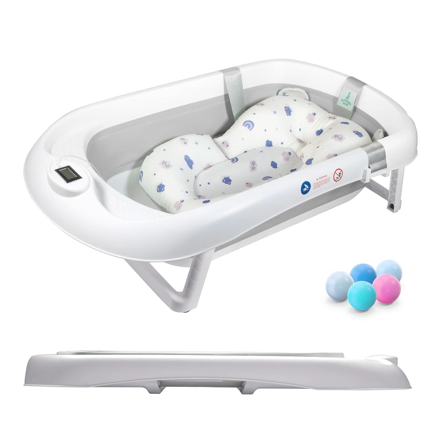 Bañera plegable para bebés con almohada de baño y termómetro integrado Madre e Hijo Naty Shop