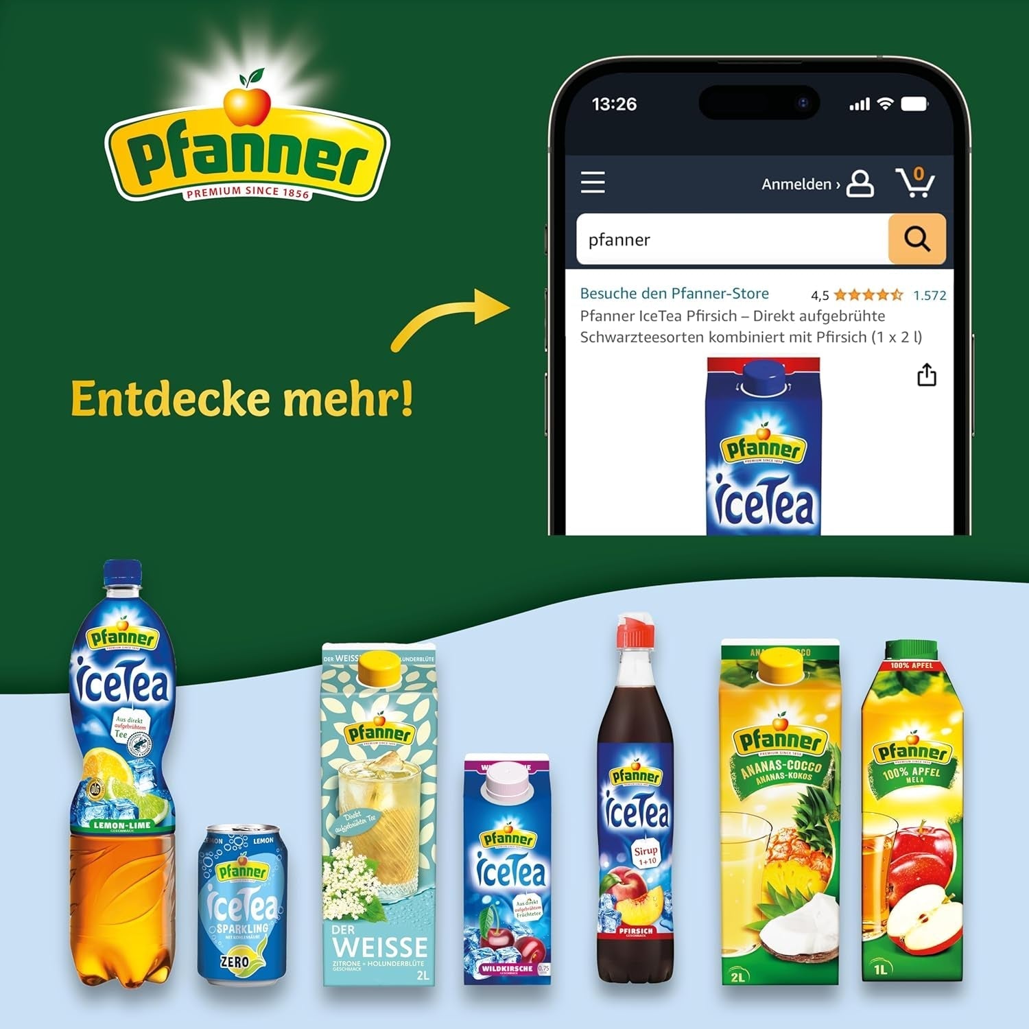 Pfanner Ceai rece cu lămâie albă și flori de soc – 2 L Tetra Pak - Ceai preparat direct cu suc de lămâie (pachet cu 6)