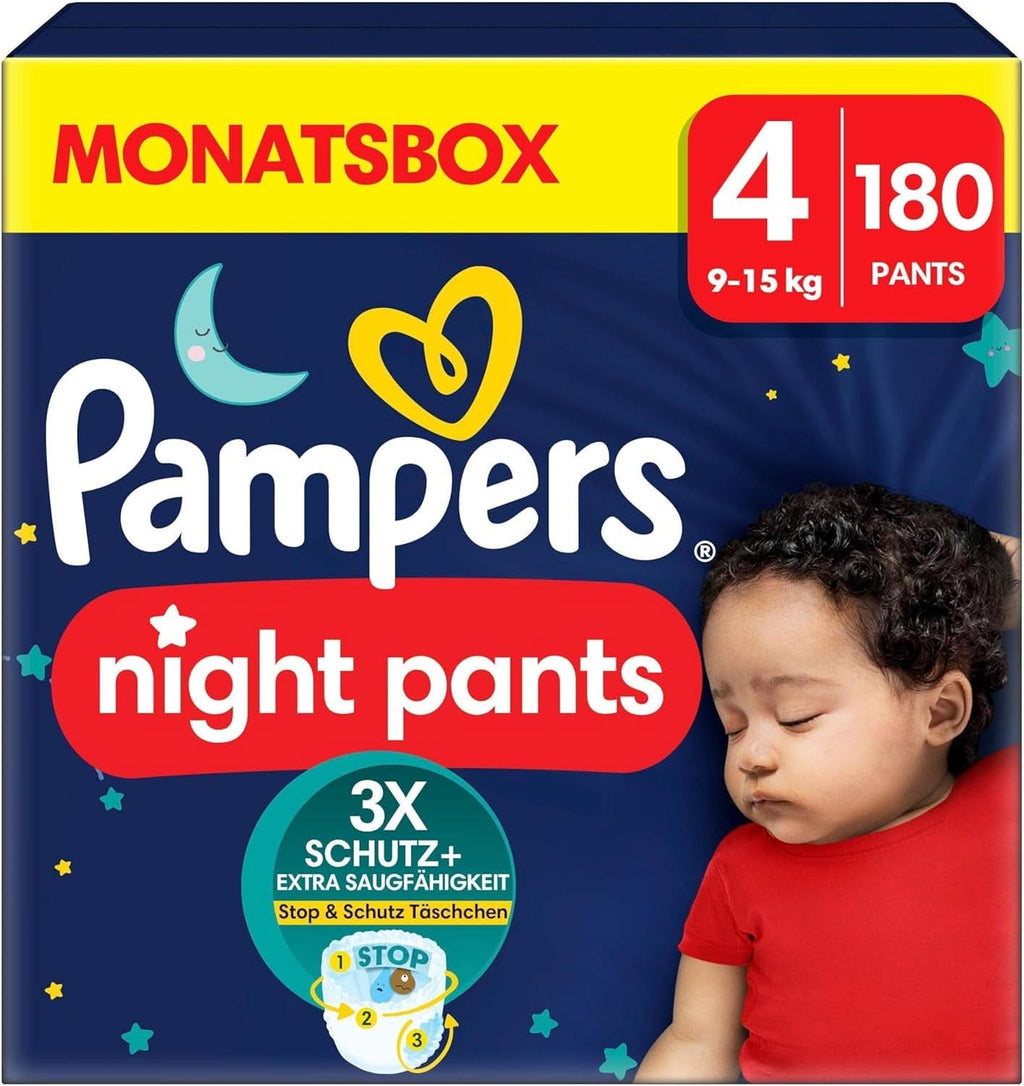Pampers Night Nappies Pants, pantalonii pentru scutece oferă protecție suplimentară pentru întreaga noapte Mama si Copilul Naty Shop 4 (180 bucati) Nou