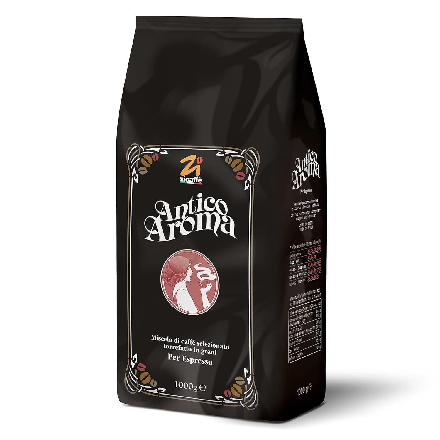 Boabe de cafea aromatice Zicaffé Espresso Antico, pachet de 1 (1 x 1 kg)