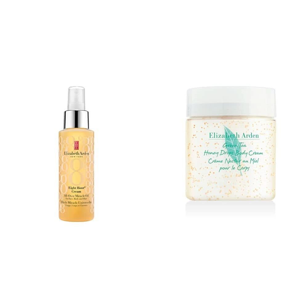 Elizabeth Arden - Eight Hour, aceite hidratante para rostro, cuerpo y cabello, 100 ml Cosmética y Belleza Naty Shop Paquete de crema corporal Honey Drops, 500 ml