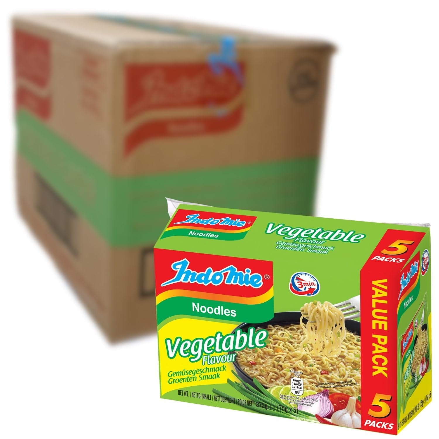 INDOMIE - Fideos instantáneos con gambas, paquete de 5 - (1 x 5 x 70 g)