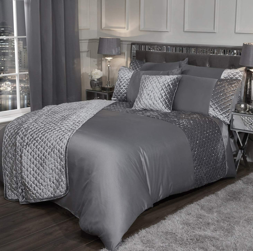 Emma Barclay Juego de cama Glamour para cama de matrimonio, visón, poliéster, crema Camas y Edredones Emma Barclay Cama de matrimonio Gris