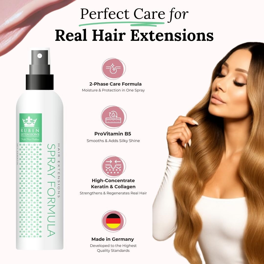 Spray cu 2 faze pentru îngrijirea extensiilor de păr uman | keratină, colagen și B5 extrem de concentrate | protecție și strălucire pentru extensiile de bandă din păr uman | ideal pentru extensii de păr uman și împletituri din păr uman | 2-pack Produse pentru descurcarea părului Naty Shop