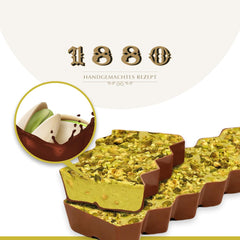 Turrón artesanal de chocolate y pistacho, 200g, textura cremosa, calidad superior, ingredientes finos, sabor auténtico, el turrón más caro del mundo