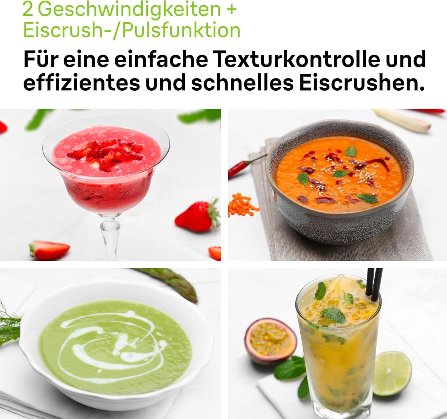 Braun Powerblend 1 JB1050WH - Batidora de pie con 1,5 L de vidrio para mezclar, Küchenhelfer Zum Zerkleinern, Pürieren & Mixen, función Ice-Crush, 2 Geschwindigkeiten, 600 Watt, Weiß Kitchen Naty Shop