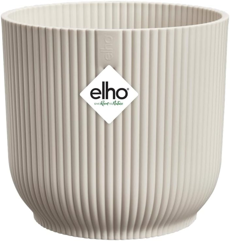 Ghiveci elho Vibes Fold Round Mini 9 - Ghiveci de flori de interior - 100% plastic reciclat - Ø 9,3 x H 8,8 cm - Alb/Alb mătăsos