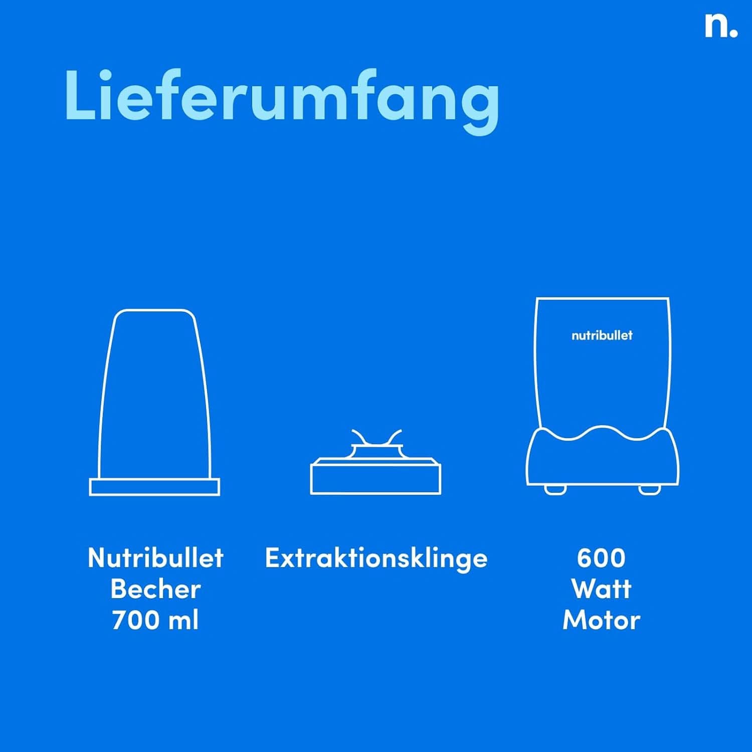 Nutribullet Original, Batidora eléctrica, Zerkleinerer, Smoothiemixer, Smoothie Maker, 600 W Leistung, Einfach Und Schnell in Der Anwendung, Kompakt, Leicht Zu Reinigen, NB603DG Kitchen Naty Shop