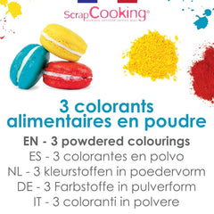 ScrapCooking, Set 3 coloranti alimentari pudra - rosu, galben, albastru, 3 x 5 grame Naty Shop