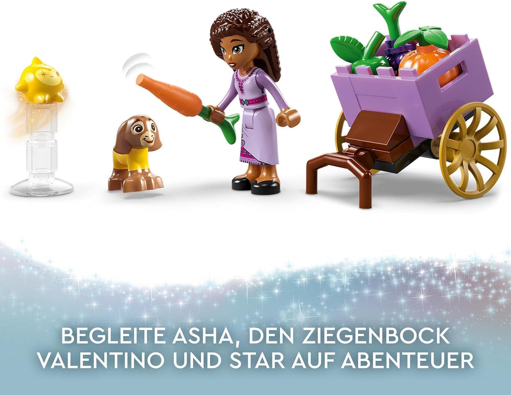 LEGO 43223 Disney Wish Asha en la ciudad de Rosas, Set de Película Wish con Mercado, Mini Muñeca Asha, Valentino como Cabra de Juguete y Figuras de Estrella, Regalo para Niños de 6 Años, Sets de Construcción para Niñas y Niños Besuche den LEGO-Store